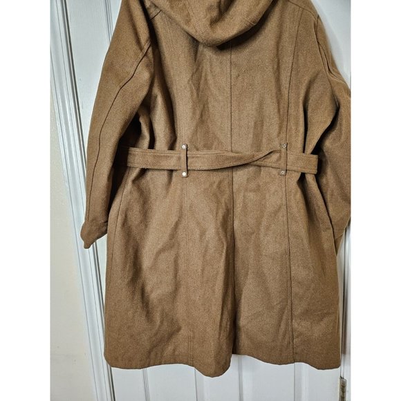 Rocawear Trench Retro Hip Hop 90s Hooded trench Coat Size 2XL Wool Blend Womens - Picture 8 of 16